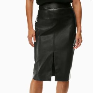 Aritzia Babaton Pegu Vegan Leather Faux Pencil Skirt Black size 4